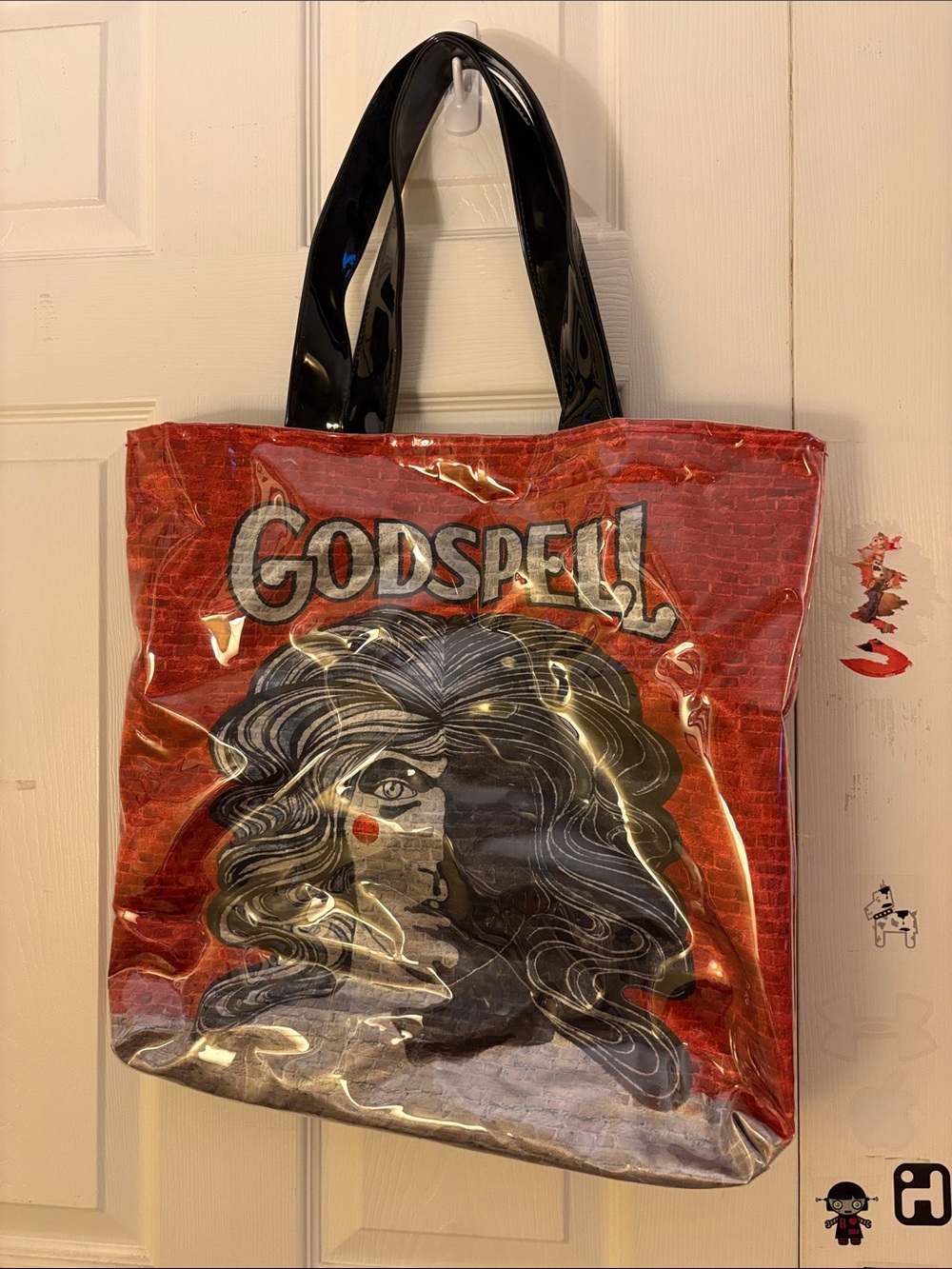 Godspell 2011 Revival Red Vinyl Tote Bag with Black Handles